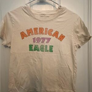 American Eagle Outfitters Cream Graphic Tee